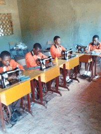 Students using sewing machines