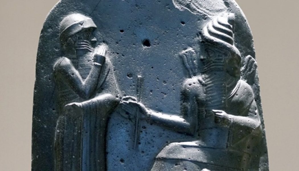 Hammurabi receiving the law from sun god Shamash