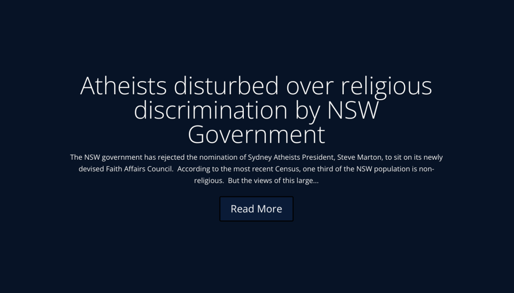 Atheists disturbed over religious discrimination by NSW Government (Australia)