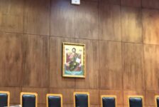 Religious image in a Greek Courtroom