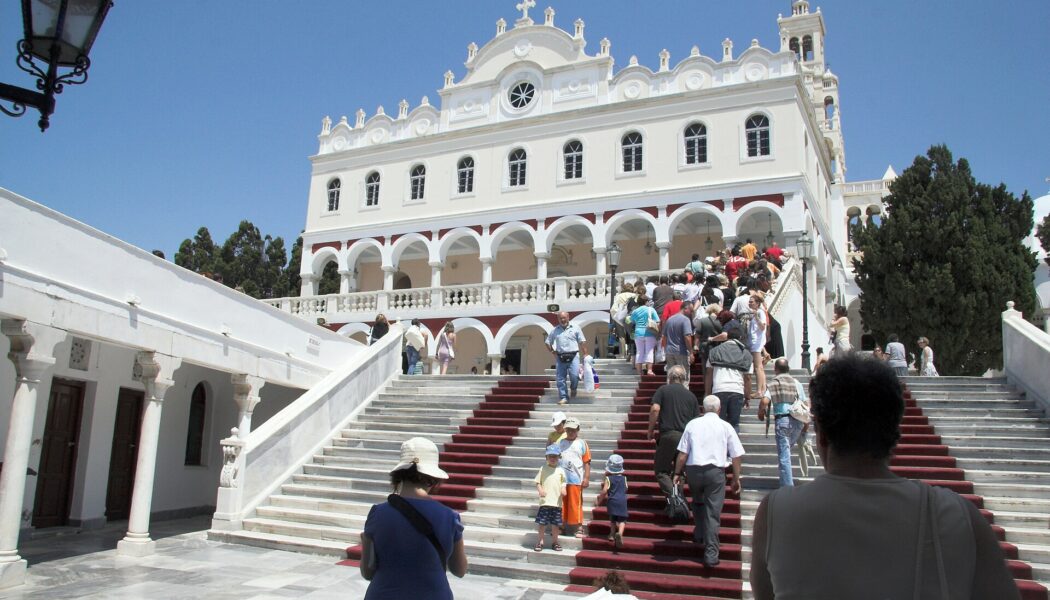 Inside area of pilgrimage basilica, Chora of Tinos,