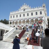 Inside area of pilgrimage basilica, Chora of Tinos,