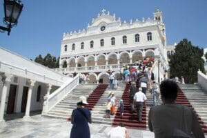 Inside area of pilgrimage basilica, Chora of Tinos,