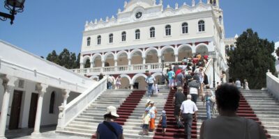 Inside area of pilgrimage basilica, Chora of Tinos,